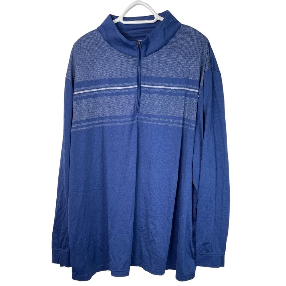 Ben Hogan Performance 1/4 Zip Pullover Sweater Size 2XL Blue Striped Long Sleeve